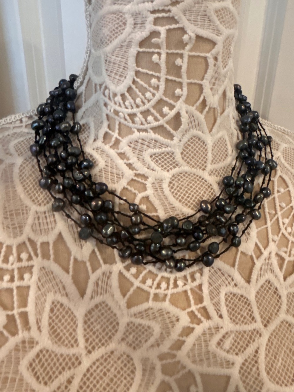 Peacock Pearl Multi-Strand Statement Necklace